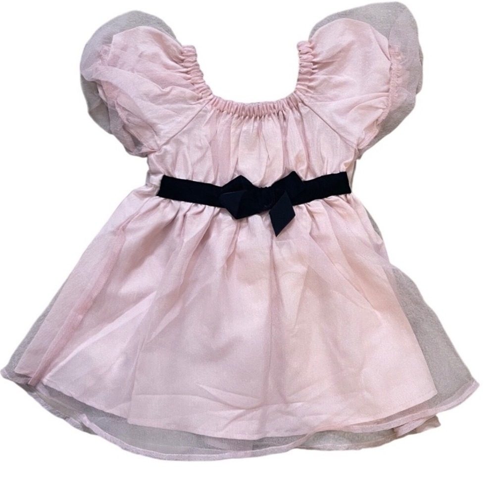 Habitual Baby Girls Pink Tulle Puff Sleeve Bow Dress 24M Princess Balletcore